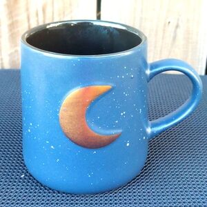 Stay Wild Moon Child Coffee Cup Mug Blue With White Speckled Paint & Gold Moon